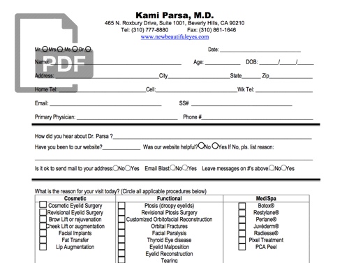 Patient Intake Form preview Beverly Hills, CA