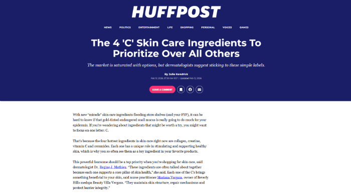 The 4 'C' Skin Care Ingredients To Prioritize Over All Others Beverly Hills, CA